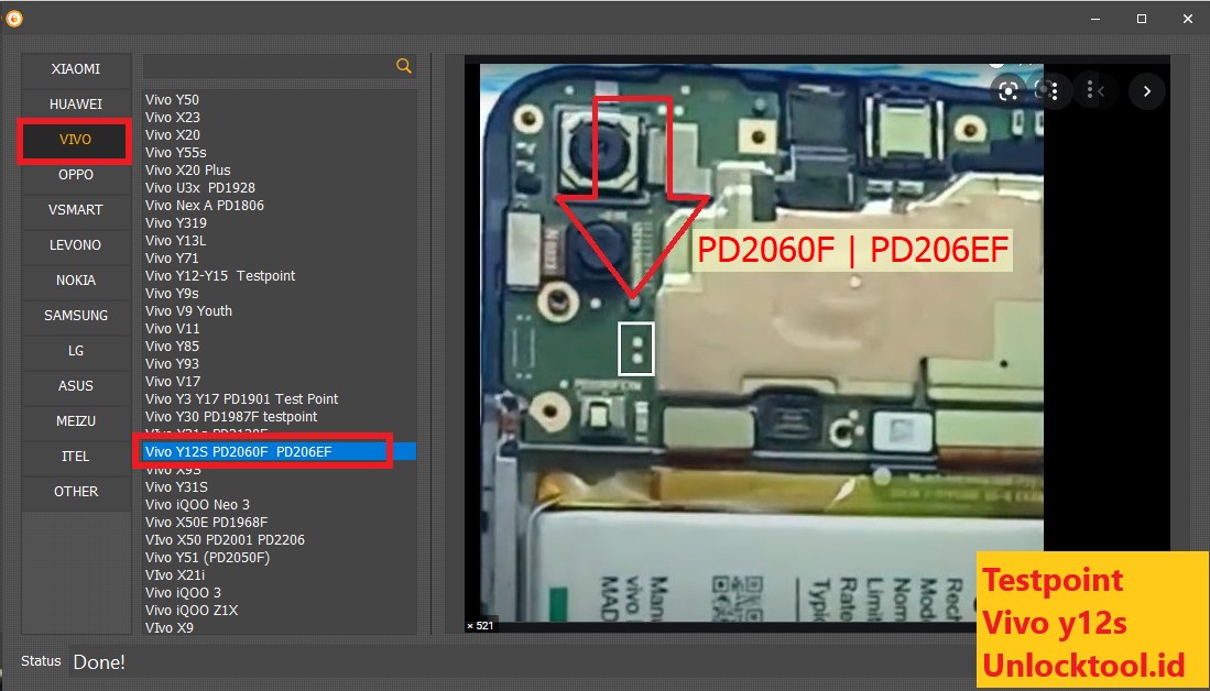 Test Point Vivo Y12s Unlocktool